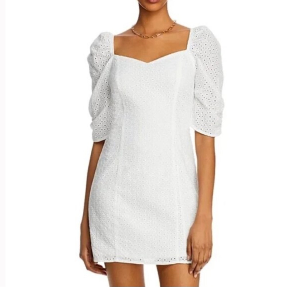 NEW Women’s Aqua White Long Sleeve Eyelet Dress